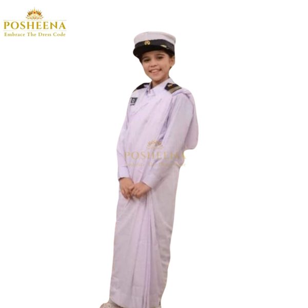 Buy Navy Officer Costume Girls for school events and patriotic functions. High-quality navy dress for kids with custom stitching. Order now: 0311-9131762.