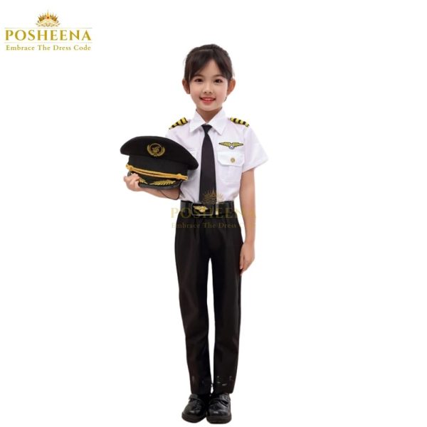 a stylish Pilot Costume for Girls for school events and parties. High-quality aviator uniform with custom stitching. Order now: 0311-9131762.