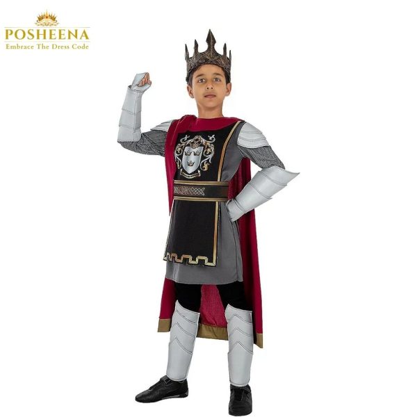 King Arthur Costume for Kids – Regal medieval outfit with tunic, crown, and cape, perfect for themed events and plays in Pakistan.