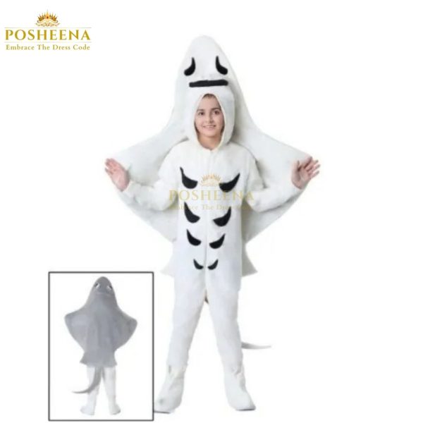 Child wearing a realistic Stingray Fish Costume, perfect for kids' dress-up, available at Posheena.