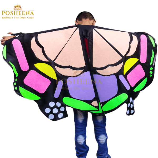 Child wearing a butterfly costume for kids with large colorful wings – Posheena’s magical dress-up outfit