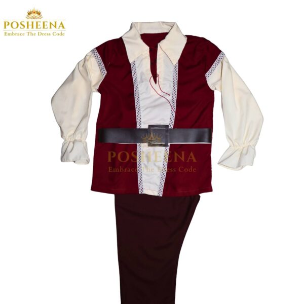 Renaissance costume for boys including shirt with attached vest, pants, and belt – kids historical outfit for school plays and cultural events