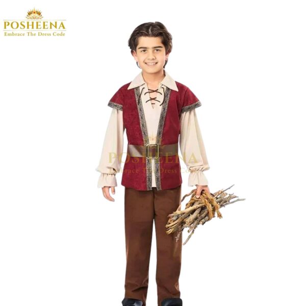 Renaissance costume for boys including shirt with attached vest, pants, and belt – kids historical outfit for school plays and cultural events