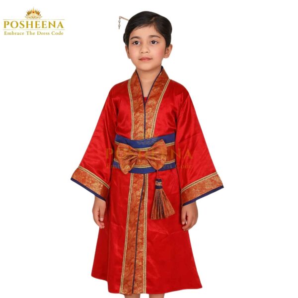 Chinese Hanfu Robe for Girls – traditional cultural outfit with robe, belt, hair pin, and bow for school plays, cultural events, and festivals in Pakistan