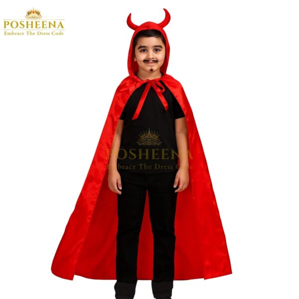 Devil Costume Horns Cape Red for kids – spooky red cape and devil horns outfit for school plays, costume parties, and themed events