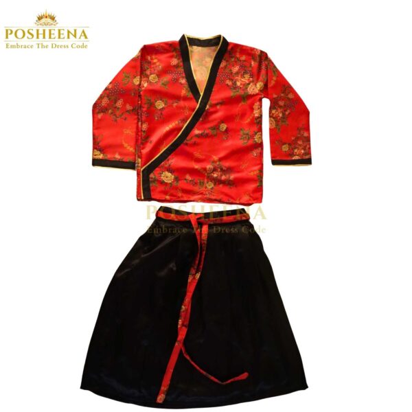 Chinese Tang Jacket for Kids – traditional red and gold cultural jacket with knot buttons for festivals, school events, and cultural celebrations in Pakistan