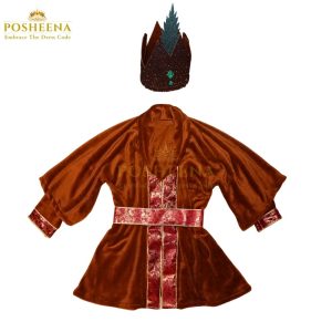 Kayi king costume for kids - majestic Asian-inspired royal emperor outfit with gold and red brocade design