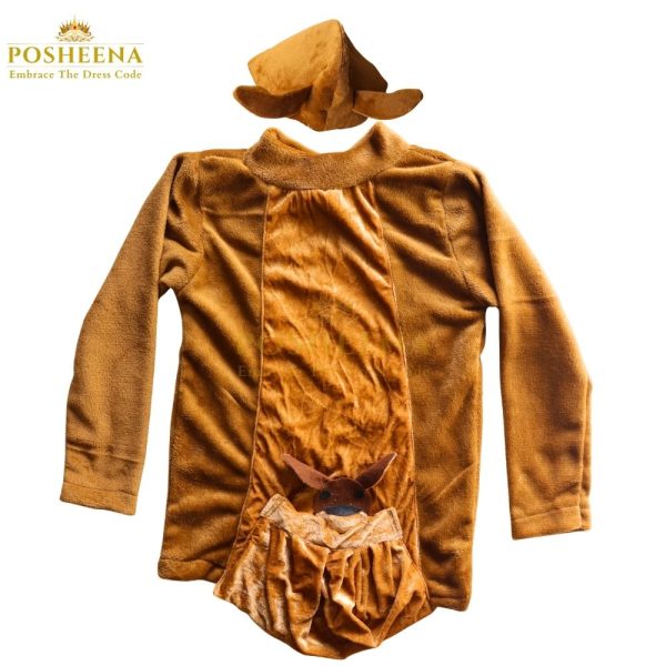 Kid wearing a kangaroo costume with joey pouch from Posheena – best animal costume for kids in Pakistan