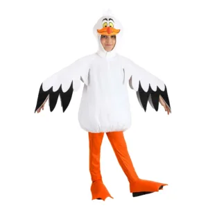 Unisex Little Mermaid Scuttle Costume – Seagull Outfit for Kids with headpiece, wings, and orange tail by Posheena