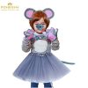 Mouse costume for girls with black skirt, pink mouse ears, gloves, tail, and bow from Posheena