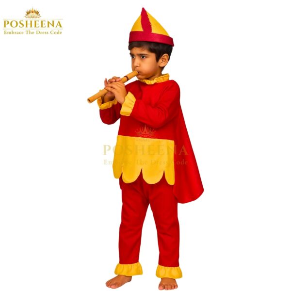 Pied Piper Costume For Kids with red and yellow outfit, cape, and hat – storybook character costume for kids from Posheena