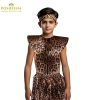 "Pakistani boy wearing Zulu warrior kids costume with faux fur trim and beaded tribal designs"