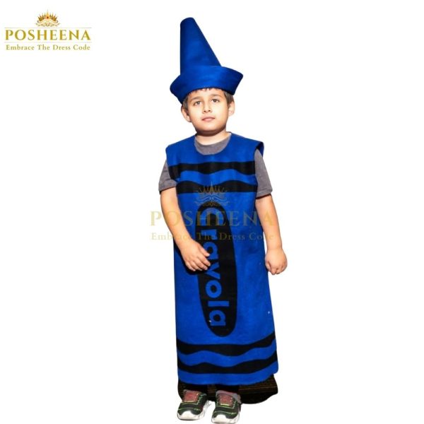 Crayola costume for kids – colorful crayon dress with matching hat from Posheena