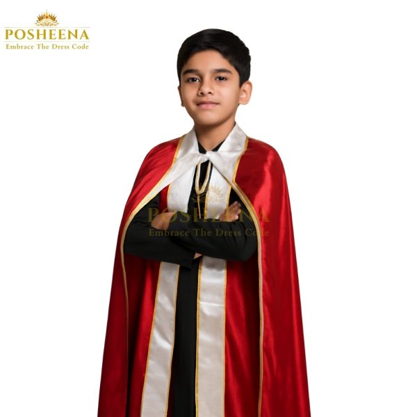 Customized red and white king cape costume for kids from Posheena online costume store Pakistan