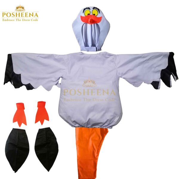 Unisex Little Mermaid Scuttle Costume – Seagull Outfit for Kids with headpiece, wings, and orange tail by Posheena