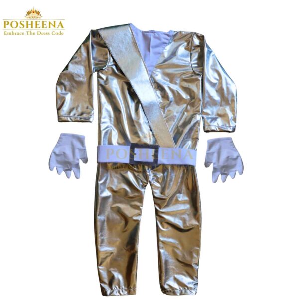 Silver Costume For Kids with shiny metallic fabric – kids stage performance and theme party outfit from Posheena Ask ChatGPT
