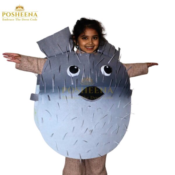Girl wearing puffer fish costume for kids – sea animal themed outfit from Posheena customized costume store in Pakistan
