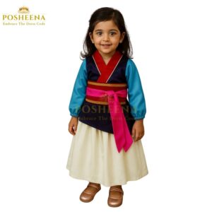 Mulan Costume For Girls – Princess Birthday Dress, Fancy Dress Outfit for Kids, Disney Princess Character Costume by Posheena