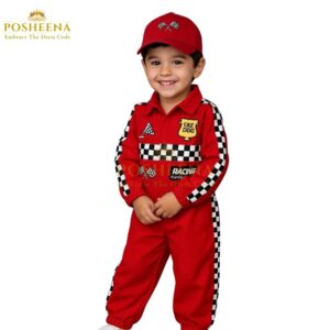 Race Car Costume For Kids – Red Racing Birthday Dress with Cap | Posheena Kids Costumes Pakistan