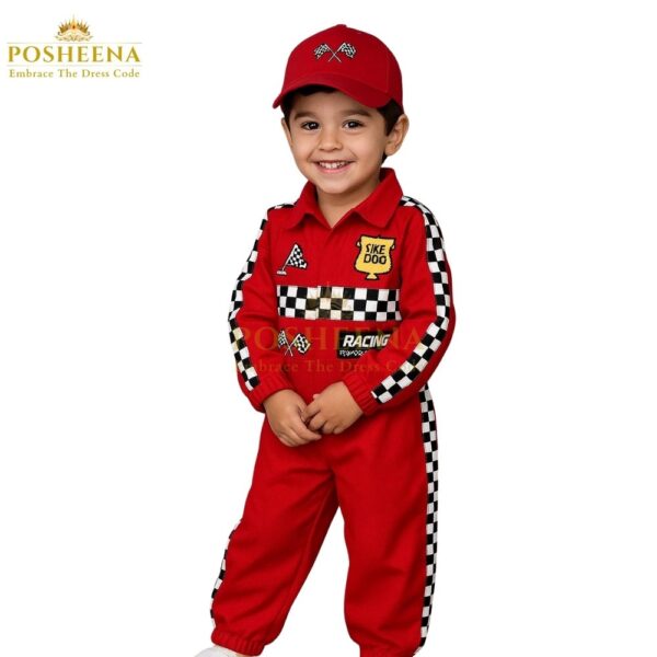 Race Car Costume For Kids – Red Racing Birthday Dress with Cap | Posheena Kids Costumes Pakistan