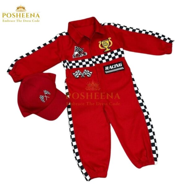 Race Car Costume For Kids – Red Racing Birthday Dress with Cap | Posheena Kids Costumes Pakistan