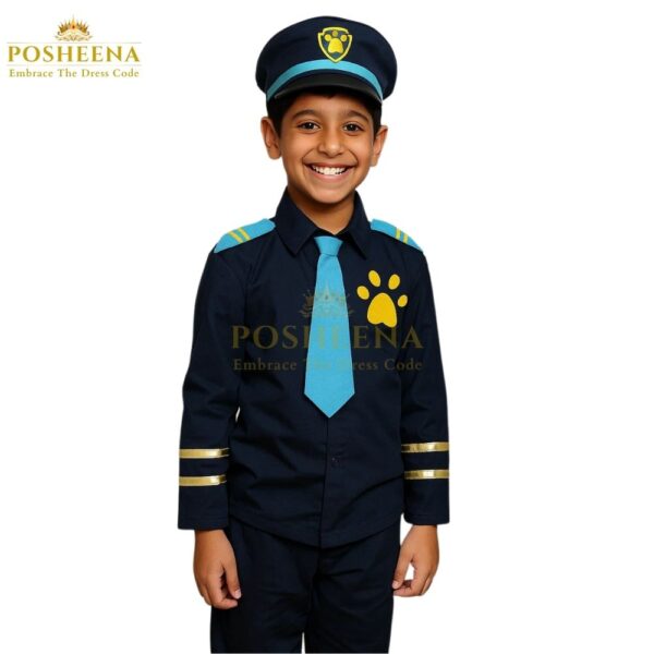 Labradore Paw Patrol Costume for kids – navy outfit with cap and tie from Posheena online costume store Pakistan.