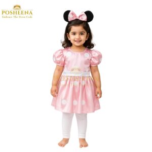 Make your little girl’s day magical with this adorable Pink Minnie Mouse Costume! Crafted with soft fabric, a charming pink polka-dot dress, and a matching headband, it’s perfect for school events, birthday parties, and themed celebrations.
