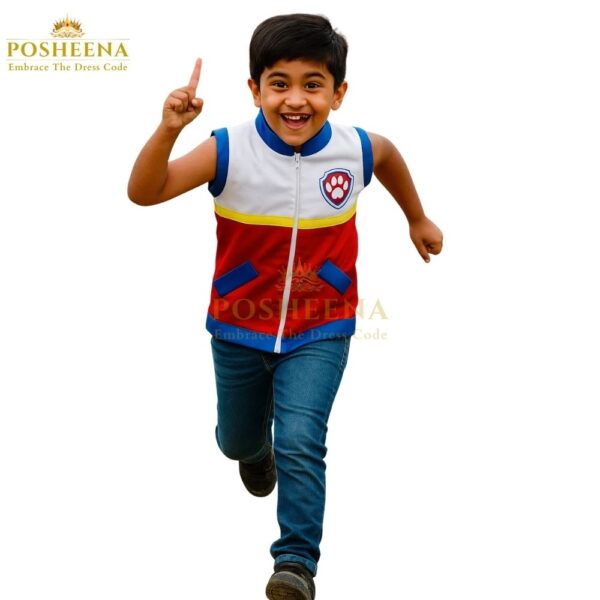 Paw Patrol Ryder Costume for kids from Posheena – red, white, and blue outfit inspired by Paw Patrol leader Ryder, available online in Pakistan.