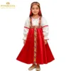 Russian Cultural Dress for Kids with satin red skirt and embroidered border, traditional heritage outfit from Posheena costume shop online Pakistan