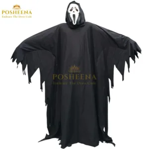 Scream Ghost Costume for Adults long black robe with mask – Posheena costume shop Pakistan